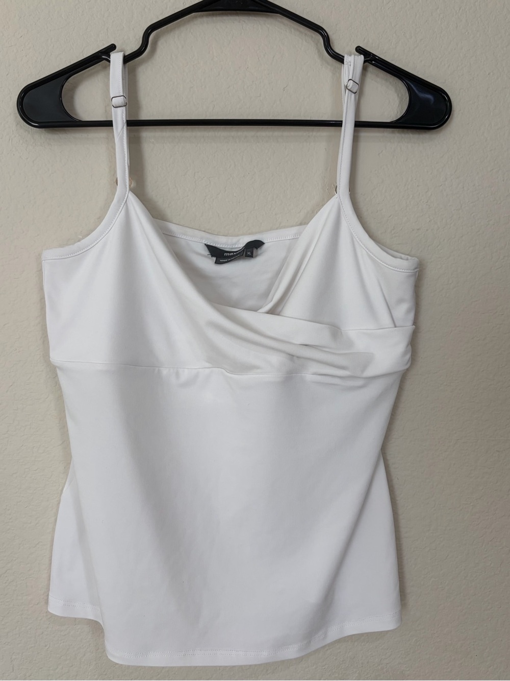 Maxime White Cowl Neck Cami Tank Top Women’s XL Adjustable Straps Stretch